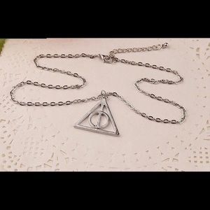 Harry Potter Triangle Necklace Deathly Hallows Circle Twirls Fidget Alloy